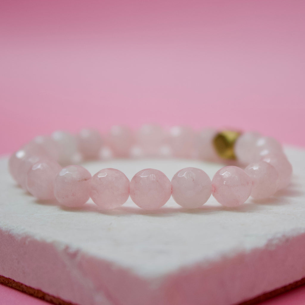 Faceted Rose Quartz Gemstone Bracelet