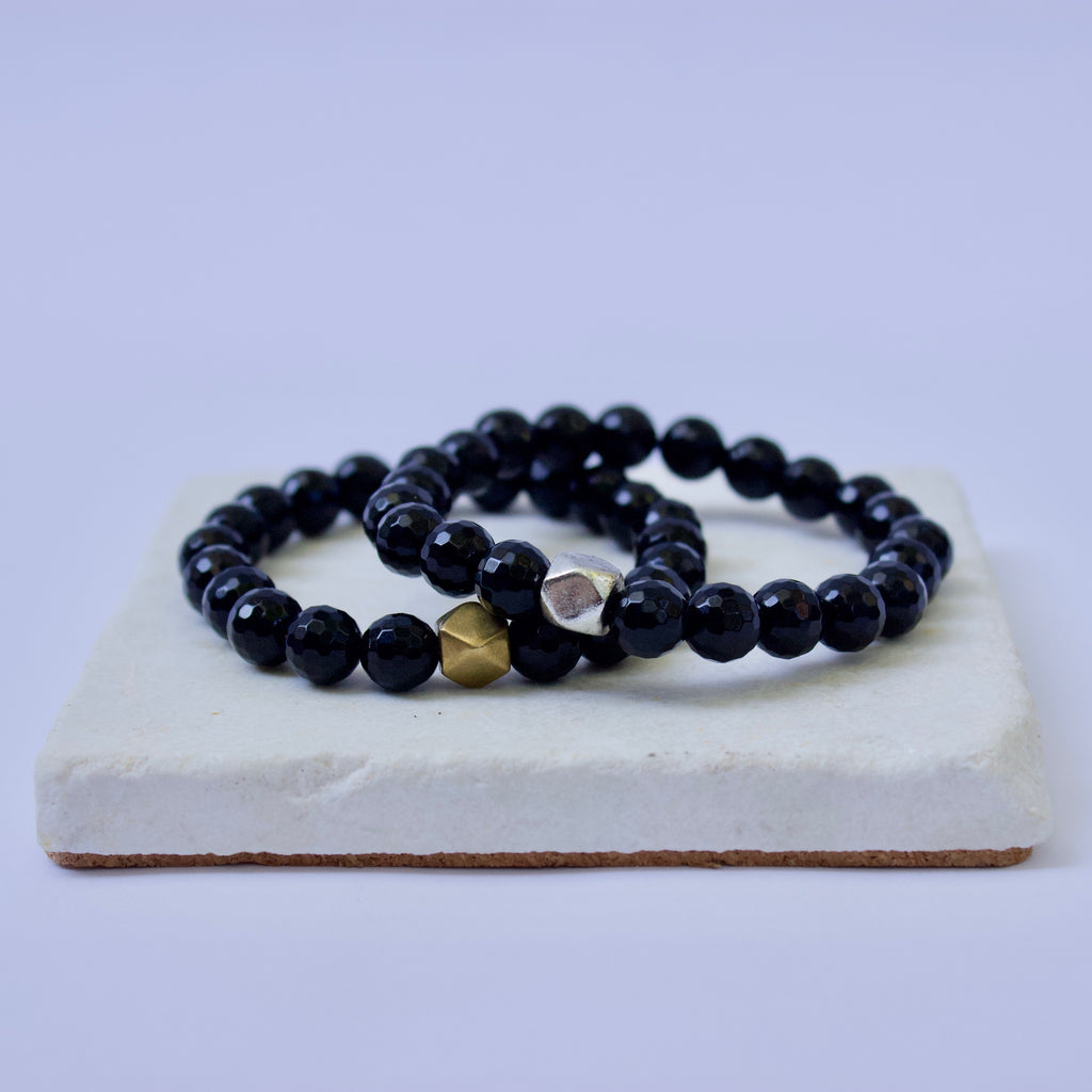 The Iris | Faceted Black Onyx