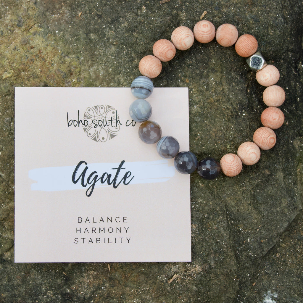 The Phoebe Maxi | Faceted Gray Botswana Agate