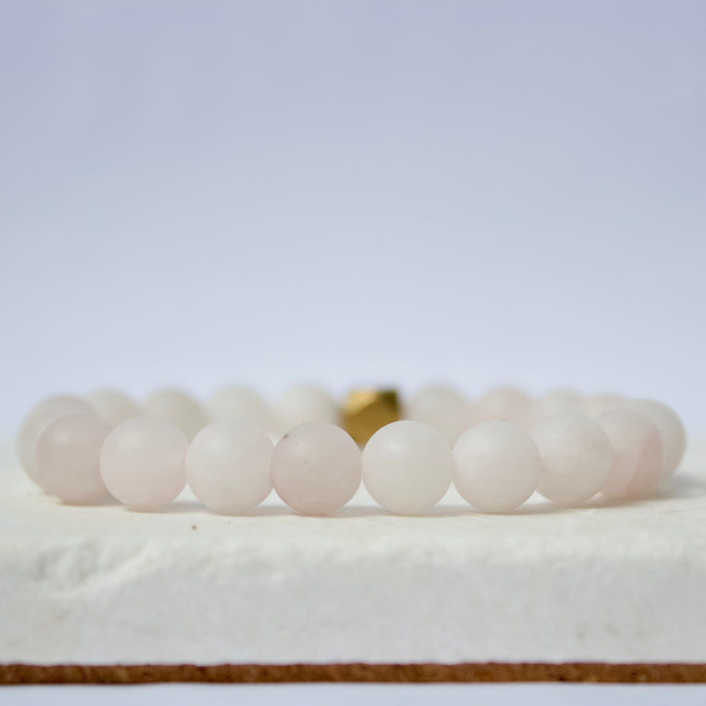 Frosted Rose Quartz Gemstone Bracelet