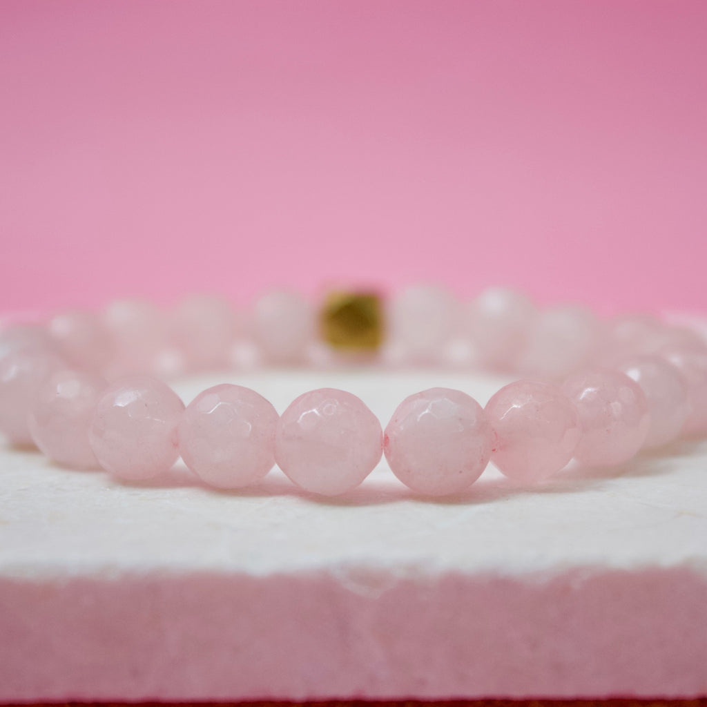 Faceted Rose Quartz Gemstone Bracelet