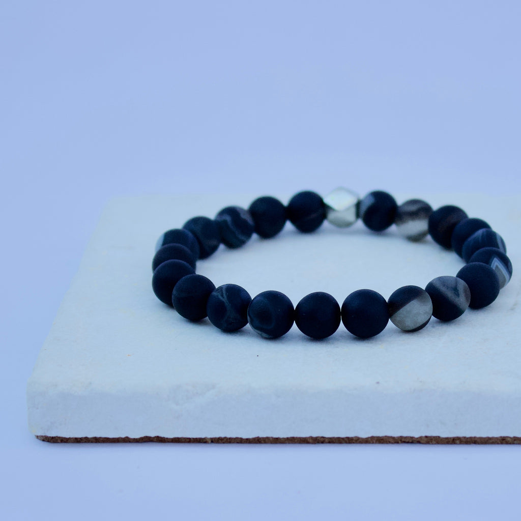 The Iris | Matte Black Druzy Agate